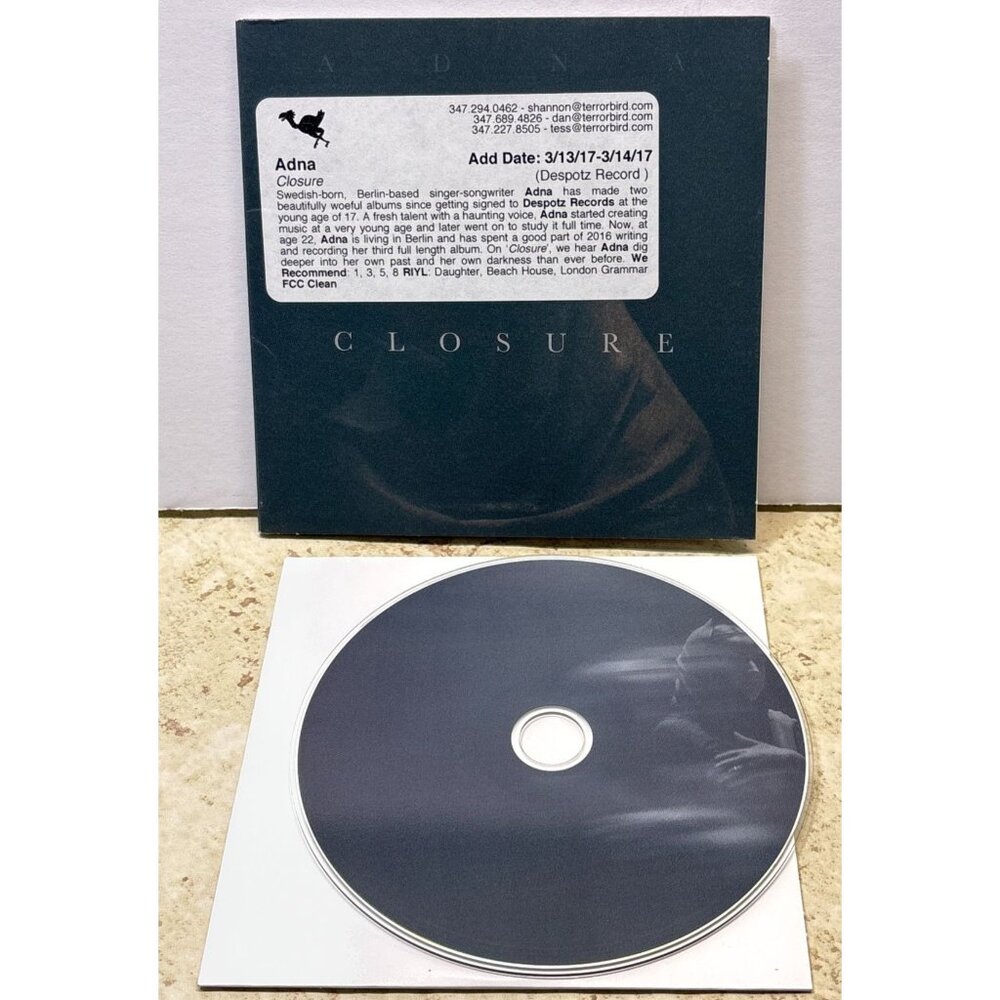 Adna Closure Swedish Pop CD 9 Tracks Despotz Records 2017 Info Sticker